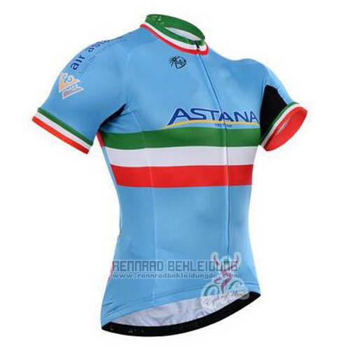 2016 Fahrradbekleidung Astana Italien Blau und Grun Trikot Kurzarm und Tragerhose